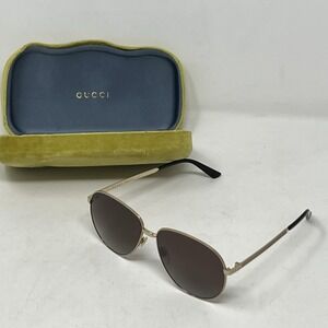 Gucci GG0138S 005 61 14 145 Aviator Sunglasses Vintage Gold Frame + Case
